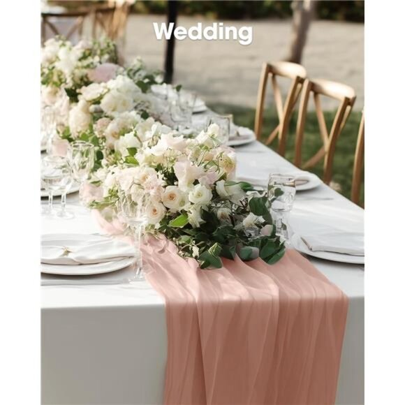 Boho Cheesecloth Table Runner 2 Pack 120 Inch Wedding Baby Shower Farmhouse Deco - Picture 6 of 8